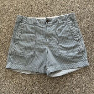 Gap Khaki Shorts Womens 6‎ Striped Chino Blue Cuffed Stretch